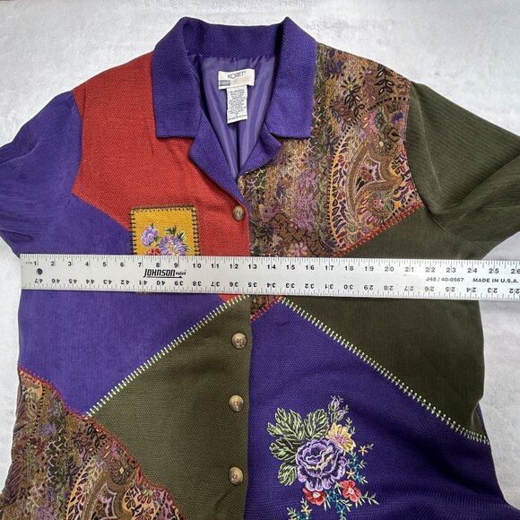 Koret Womens Patchwork Jacket XL Multicolor Floral Paisley Embroidered Button Up - Picture 6 of 10